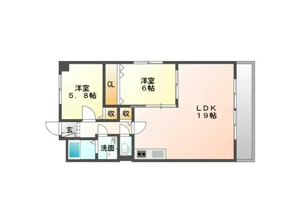 ステイくろだ(2LDK/5階)の間取り写真