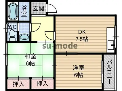 上穂ロイヤルハイツ(2DK/1階)の間取り写真