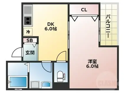 アベニール十三(1DK/3階)の間取り写真