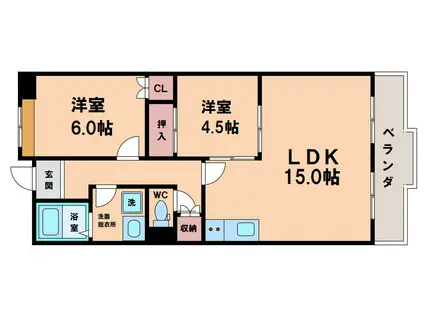 リバージュ住吉(2LDK/3階)の間取り写真