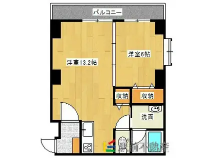 駅前本社ビル(1LDK/8階)の間取り写真