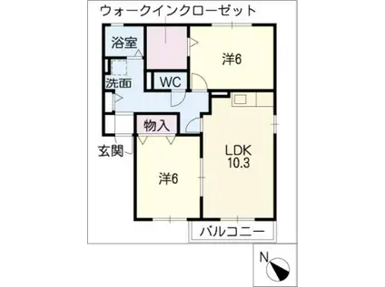 セジュールAMANO(2LDK/2階)の間取り写真