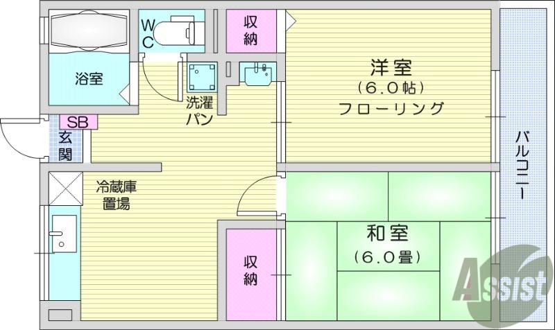 TOMATO B棟(2K/2階)の間取り写真