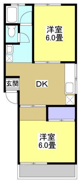 杉山ハイツA(2DK/1階)の間取り写真