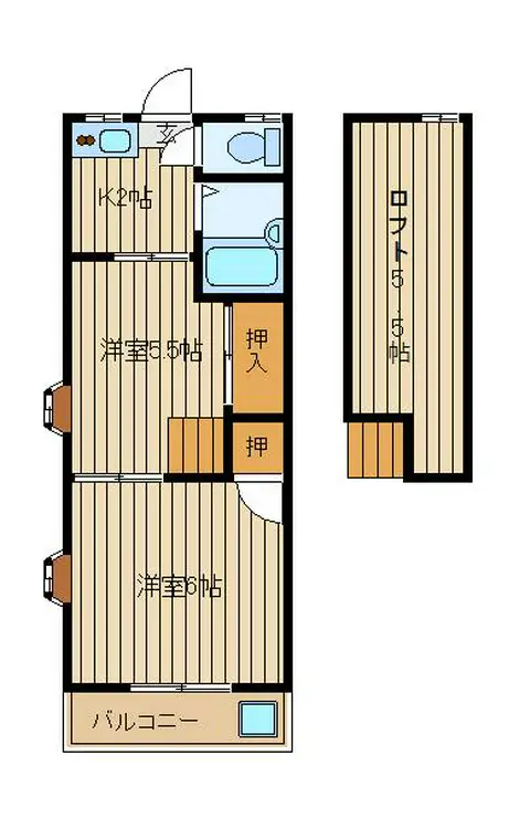 ハイツ中村園B 1階階 間取り