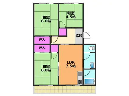 磐手ハイツ(3DK/2階)の間取り写真