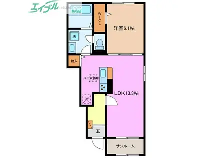 ライン メゾン II(1LDK/1階)の間取り写真