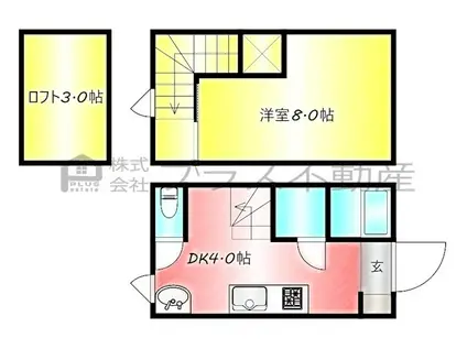 RAY LIA B棟(1DK/1階)の間取り写真