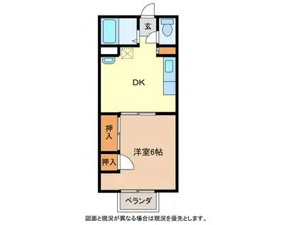 グリーンゲーブル(1DK/2階)の間取り写真