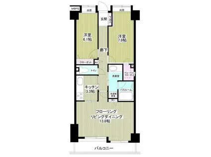 ライオンズマンション乃木坂(2LDK/4階)の間取り写真