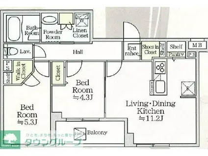アイルプレミアム月島ドゥーエ(2LDK/5階)の間取り写真