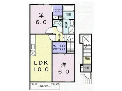 フラン コート イースト(2LDK/2階)の間取り写真