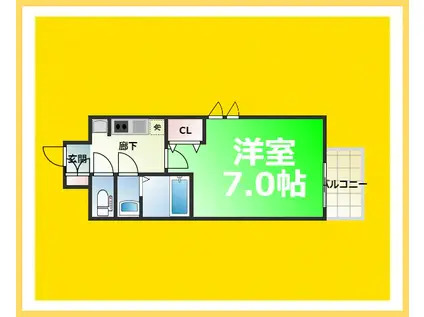 レシオス難波(1K/7階)の間取り写真