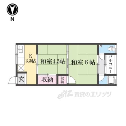 紫光荘(2K/1階)の間取り写真