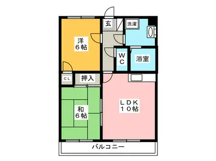 ヴィーブル宮の森 北棟(2LDK/2階)の間取り写真