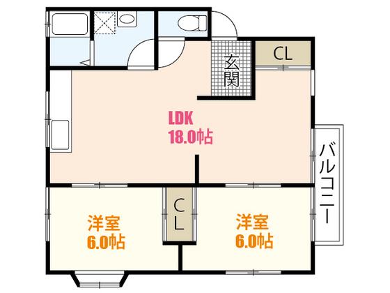 ハイム寺尾(2LDK/1階)の間取り写真