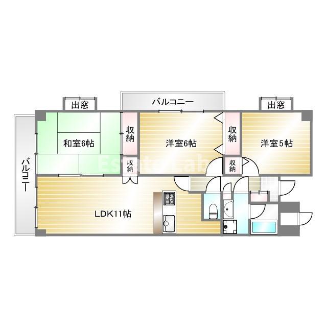 ラ・ポール須磨(3LDK/2階)の間取り写真