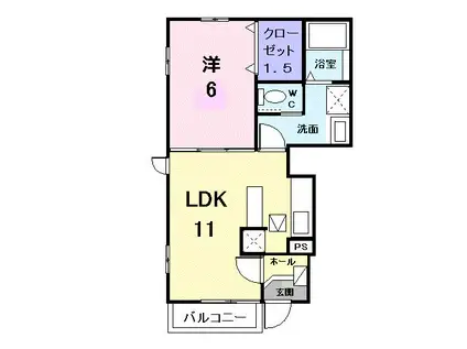 アメニティーハイツ川島II(1LDK/1階)の間取り写真