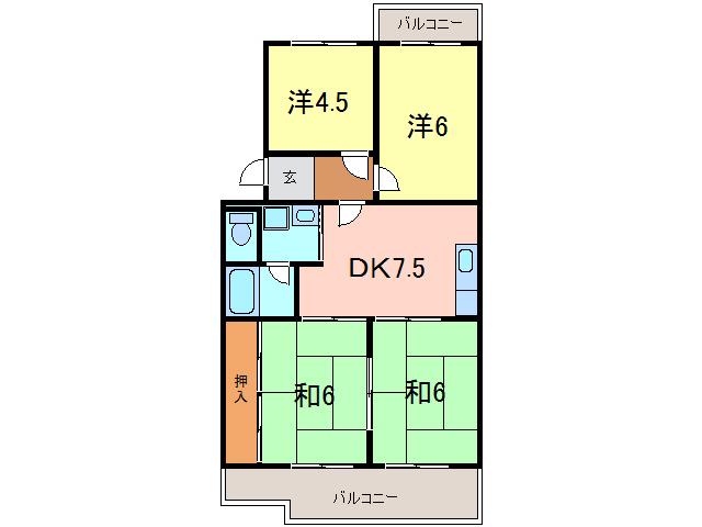 第2マンション鈴木 B(4DK/2階)の間取り写真