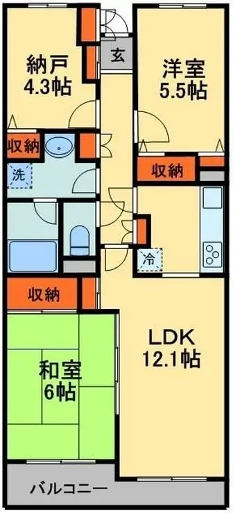 パークノヴァ北小金 4階階 間取り