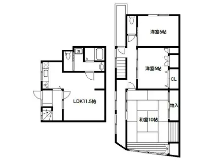 高円寺南アパート(3LDK/1階)の間取り写真