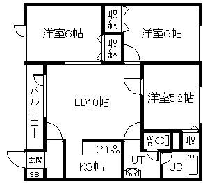 サウス625(3LDK/1階)の間取り写真