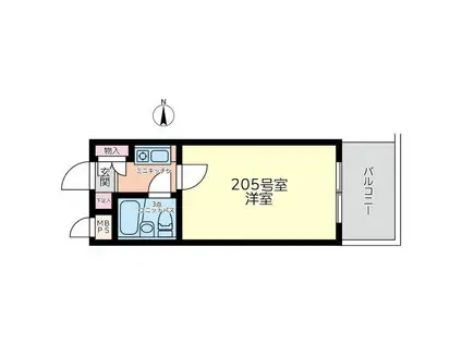 ライオンズマンション白楽(1K/2階)の間取り写真
