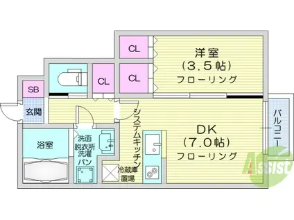 LE MONDE(1DK/1階)の間取り写真
