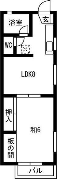 マーブル山本(1LDK/1階)の間取り写真