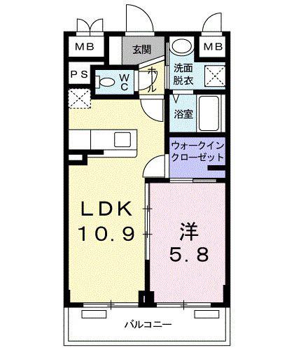 アステール(1LDK/2階)の間取り写真