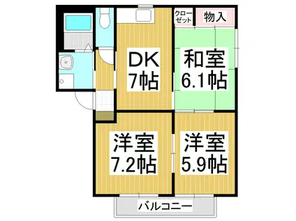 アベニール A棟(3DK/2階)の間取り写真