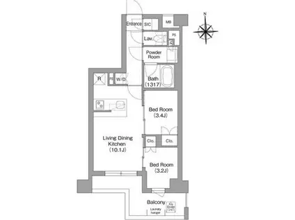 コンフォリア・リヴ大森西(2LDK/3階)の間取り写真