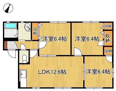 オー・ボアパティールII A棟 (3LDK/1階)の間取り写真