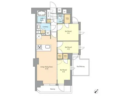 AIFLAT渋谷西原(3LDK/5階)の間取り写真
