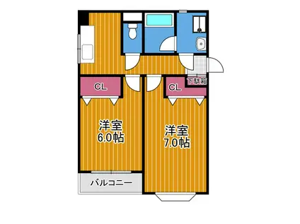 サンハイツ幸(2DK/3階)の間取り写真