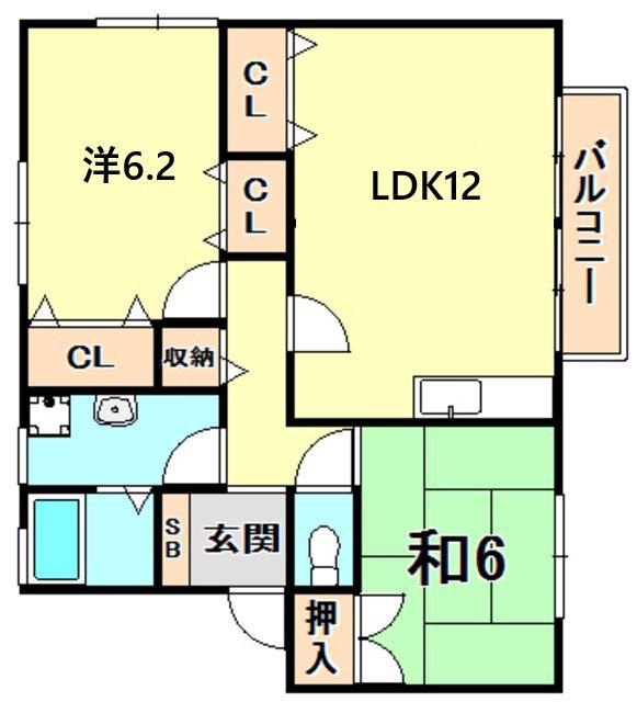モンマルトル(2LDK/1階)の間取り写真