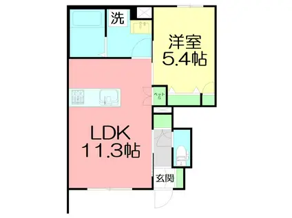BLOSSOM MAISON(1LDK/1階)の間取り写真