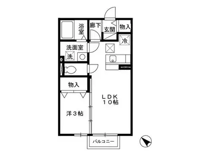 リヴィエール(1LDK/1階)の間取り写真
