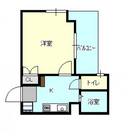 AHビル(1K/2階)の間取り写真