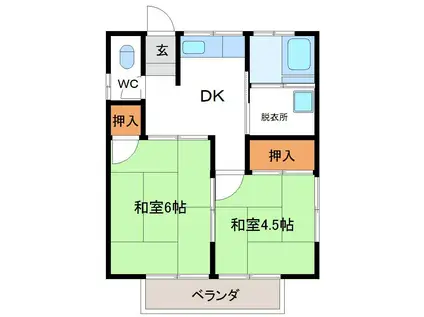 コーポ国分(2DK/2階)の間取り写真