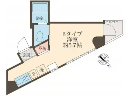 ロイヤルシティ赤羽岩淵(ワンルーム/2階)の間取り写真