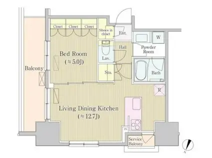 サイプレス日本橋本町(1LDK/12階)の間取り写真