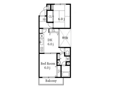 ヴィラ 西小山(2DK/4階)の間取り写真