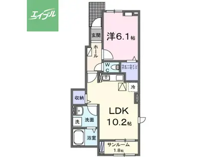 メゾン未来(1LDK/1階)の間取り写真
