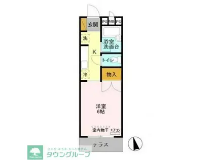 サザンクロスII(1K/1階)の間取り写真