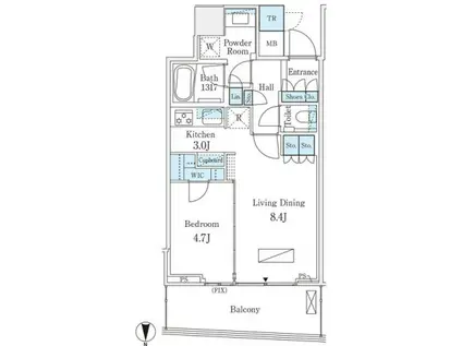パークタワー晴海(1LDK/15階)の間取り写真