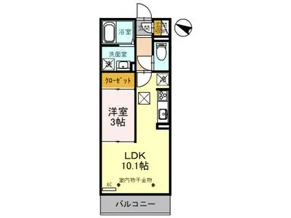東松山エテルネル(1LDK/1階)の間取り写真