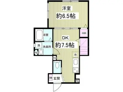 クレアス北松戸(1DK/1階)の間取り写真