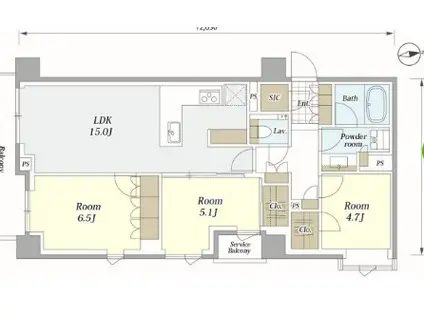 ブリリア目黒青葉台(3LDK/5階)の間取り写真