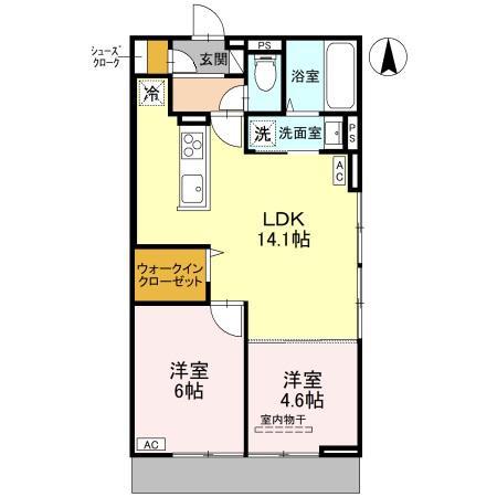 アイビー俊徳道(2LDK/1階)の間取り写真